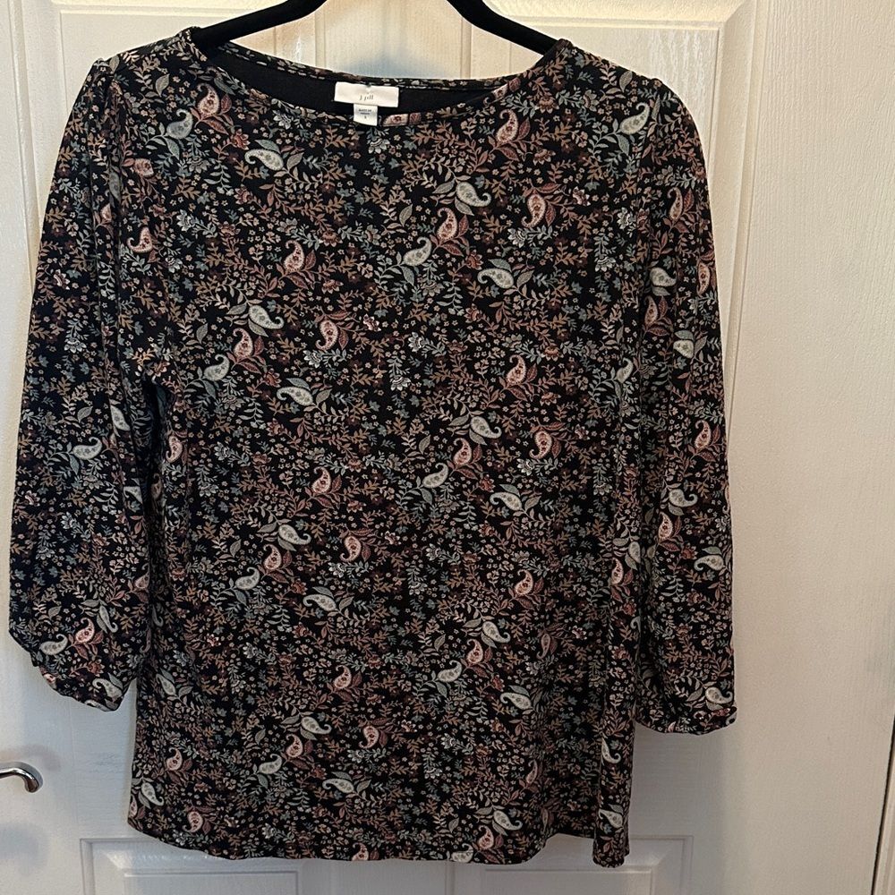 J. Jill Multicolor Paisley Floral 3/4 Sleeve Knit Top Size Small